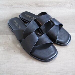 RACHEL ZOE Black Vegan Leather Slides NWOT